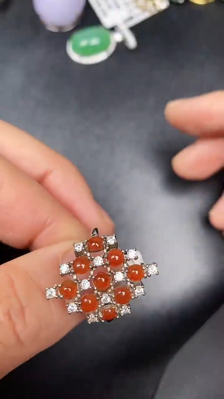 银S925镶嵌戒指翡翠3640