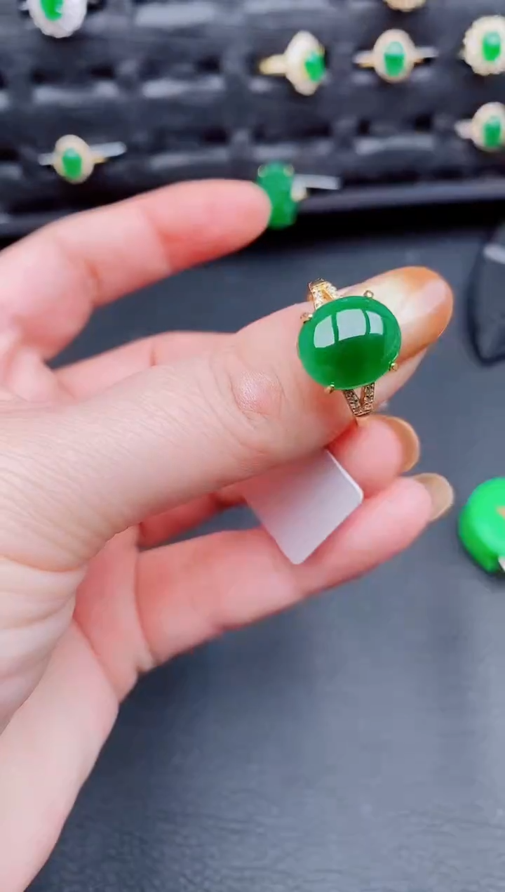 【闪购商品】翡翠戒指银S925镶嵌天然a货翡翠208