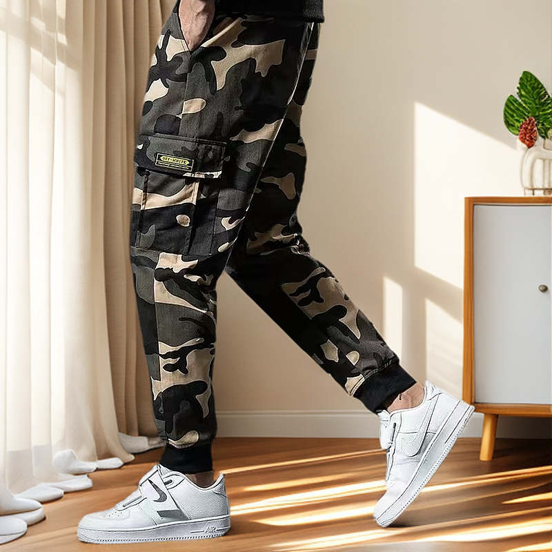8550男女同款迷彩休闲裤韩版潮流宽松大码束脚迷彩工装裤