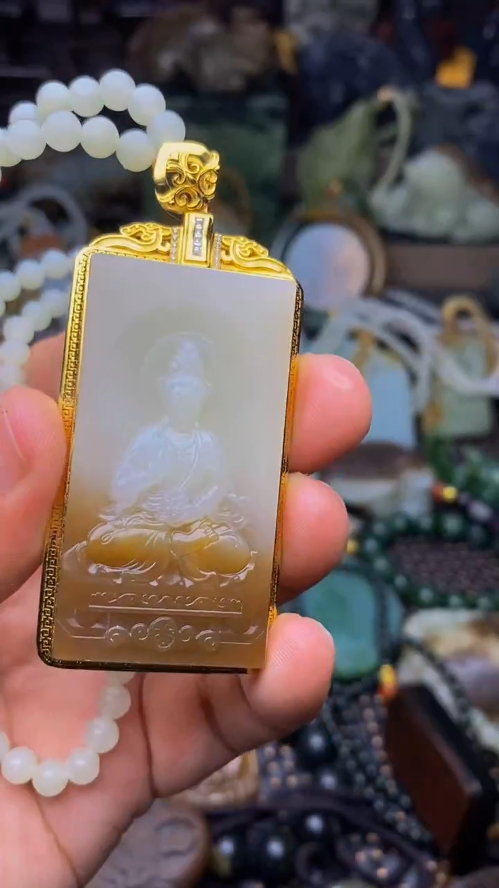 银S925镀金镶嵌和田玉挂件用****51