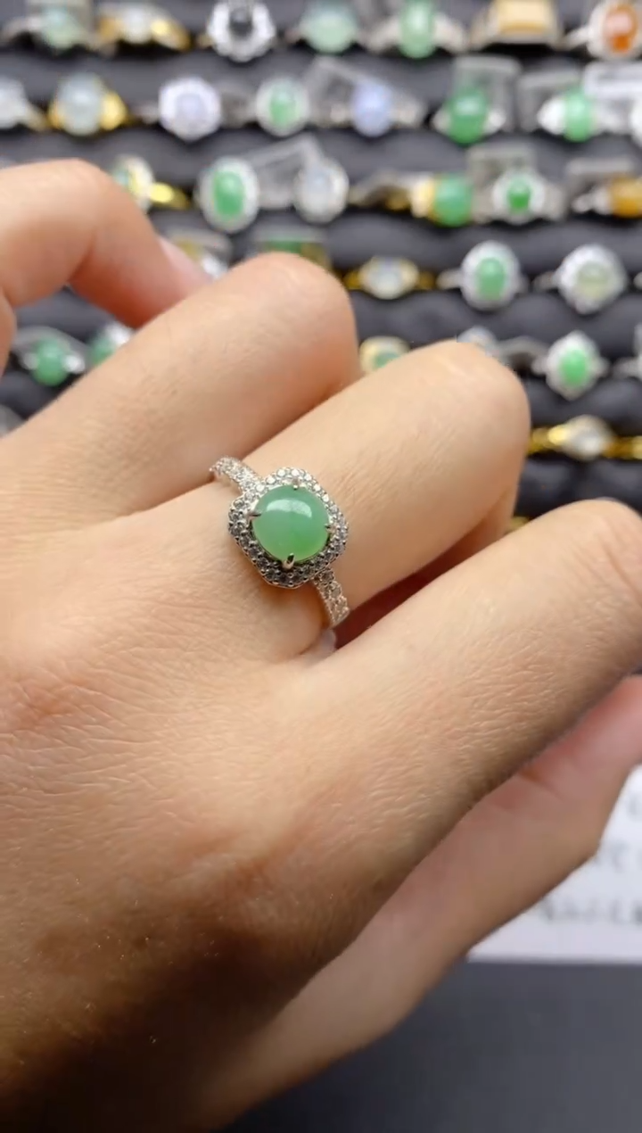 【闪购商品】翡翠戒指银S925镶嵌S925银镶嵌翡翠戒指