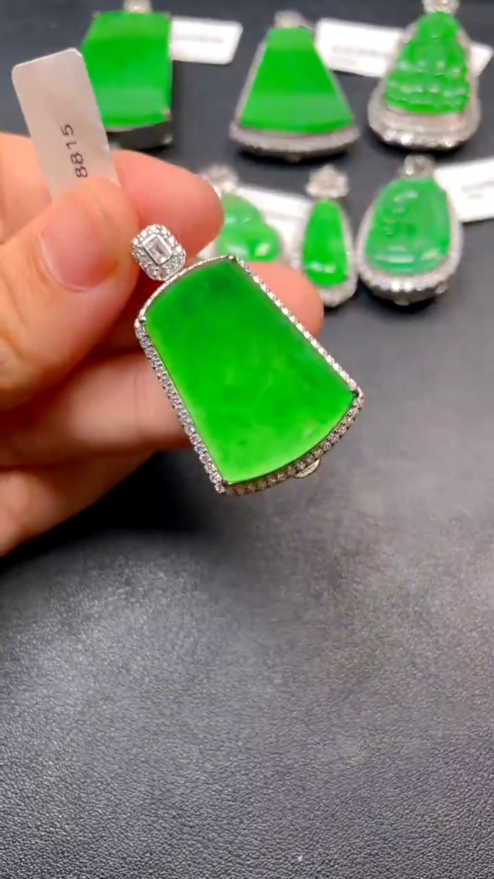 吊坠(不含链)银S925镶嵌翡翠吊坠