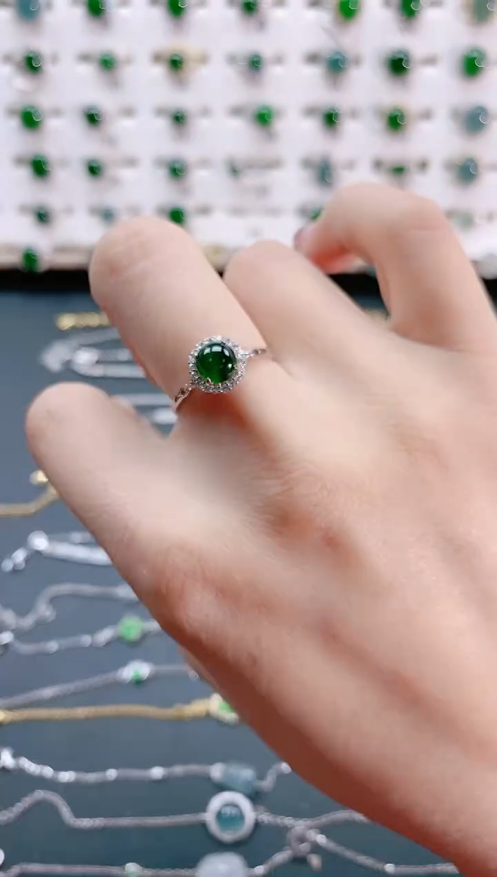 【闪购商品】翡翠戒指银S925镶嵌天然翡翠
