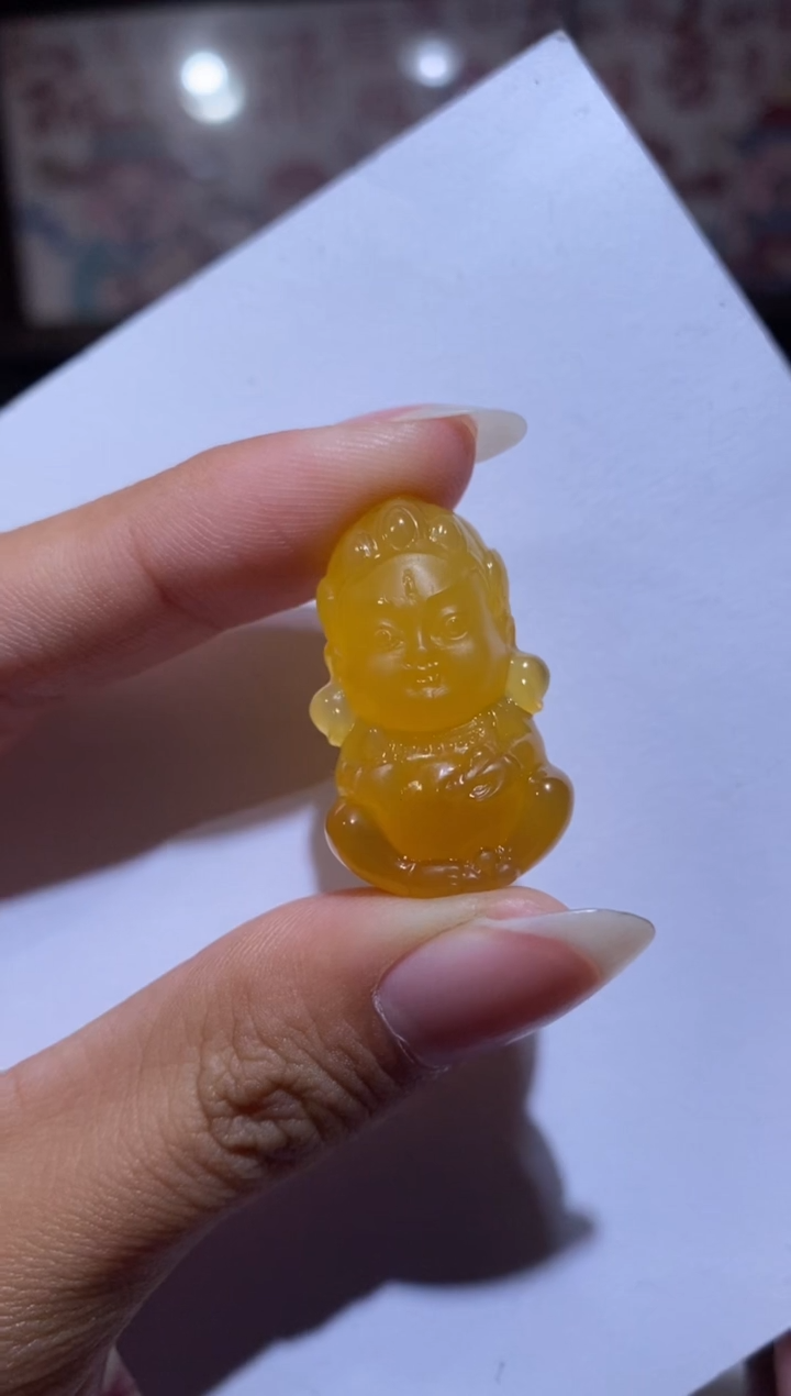 【闪购商品】玛瑙/玉髓颈饰未镶嵌黄财神宝宝佛