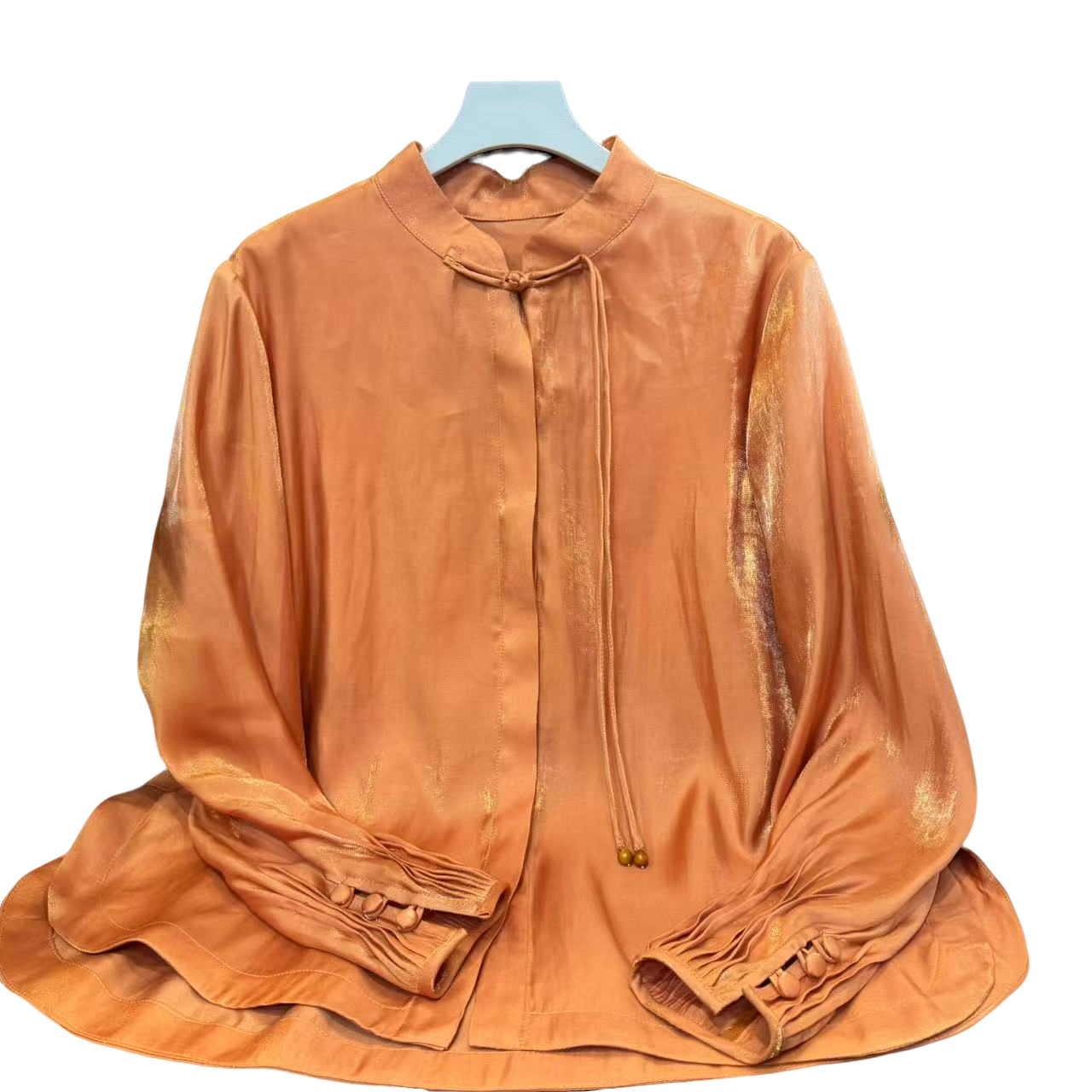 369国风女装高端中式时尚气质显瘦减龄提花长袖立领衬衫#《橙诺》