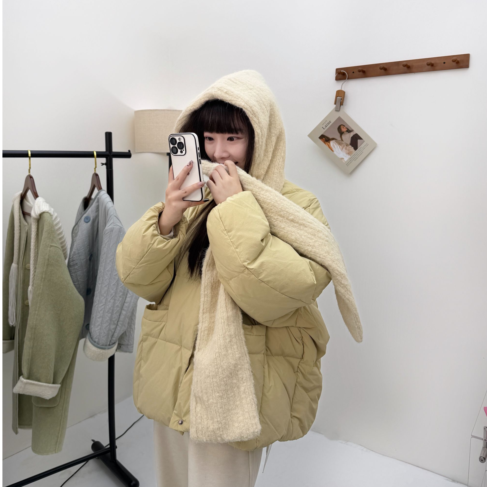 带披肩可拆卸黄色羽绒服女2025冬季新款宽松休闲百搭保暖外套