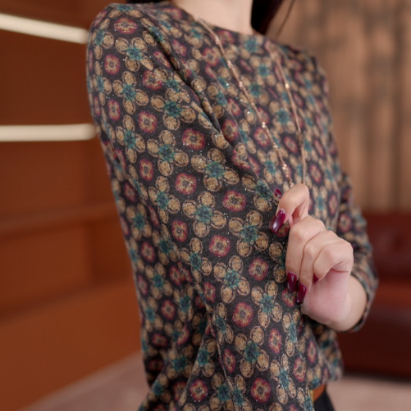 2025新款珠弗翎羽气质圆领高端小衫套头时髦长袖上衣打底衫女