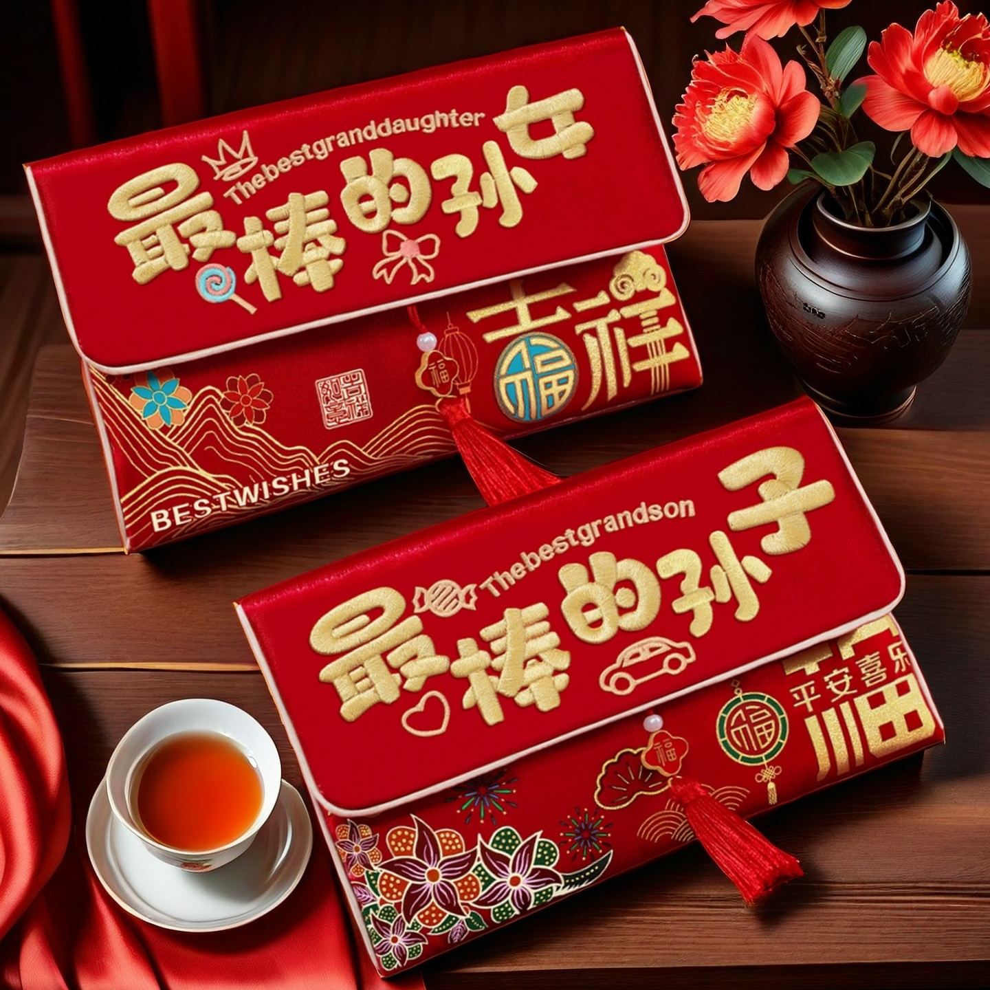 新年红包2026新款最棒的孙子孙女马年利是封过年给孩子压岁钱福袋