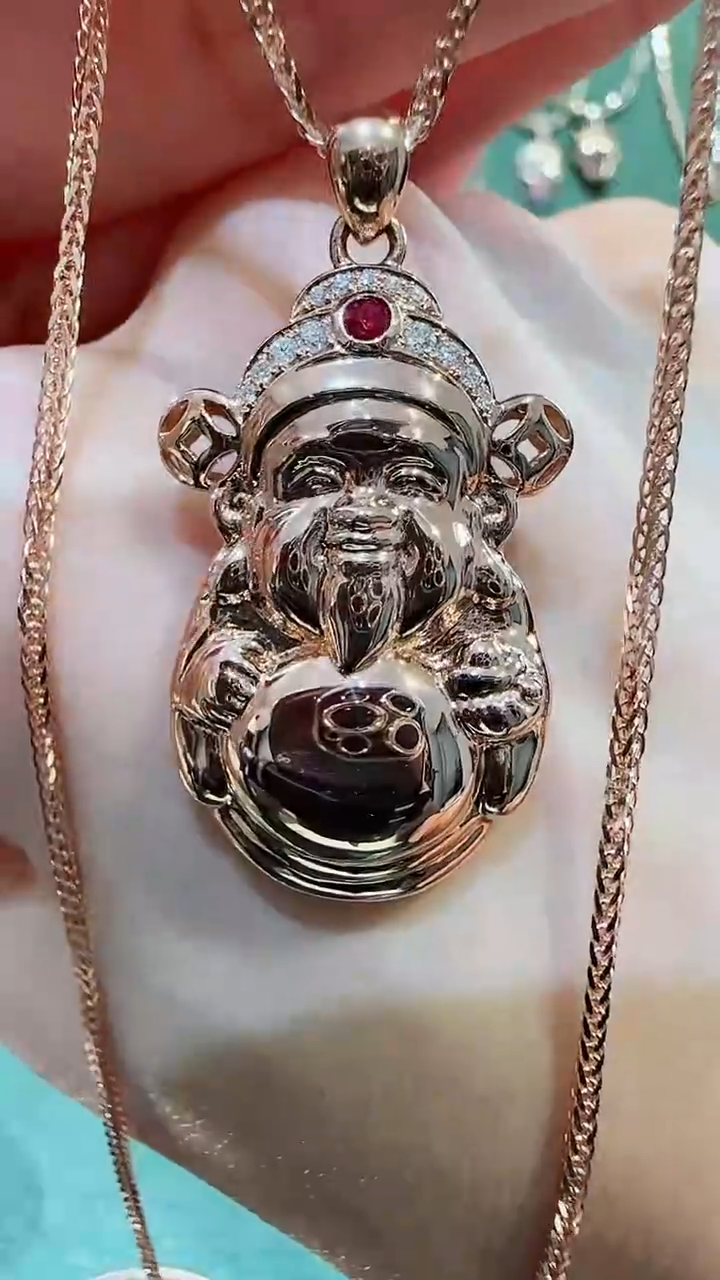 【闪购商品】钻石吊坠(不含链)18K金镶嵌18K金钻石财神吊坠