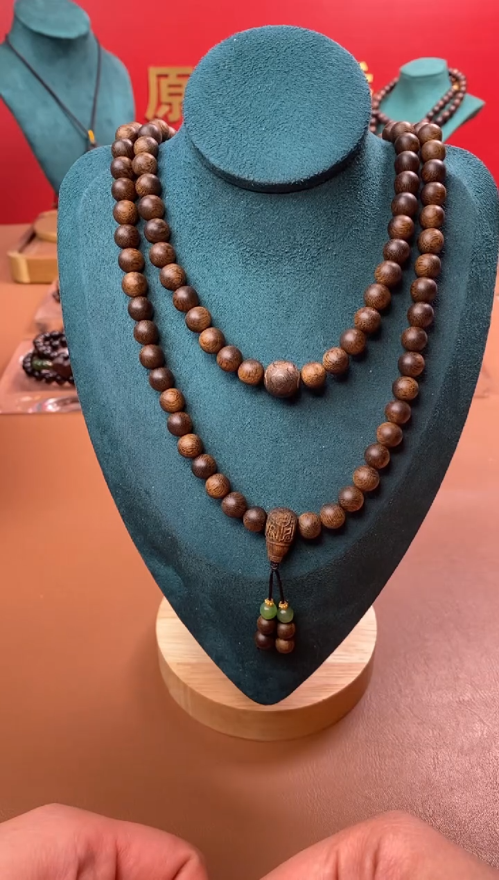 【闪购商品】沉香手串M沉水芽庄黄棋玉化瘤疤08*108设计款