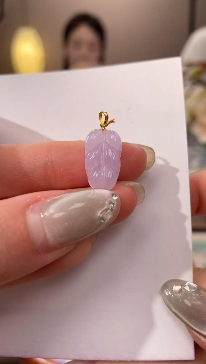 【闪购商品】翡翠颈饰18K金镶嵌天然缅甸a货翡翠