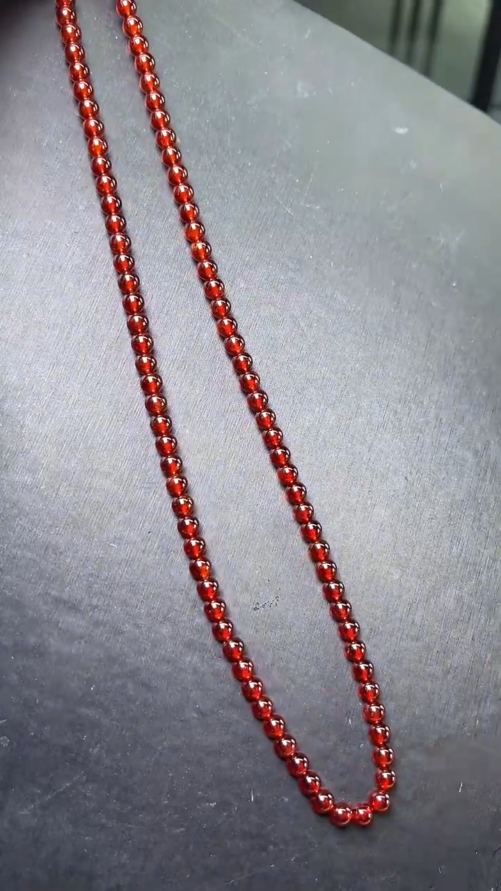 未镶嵌手串石榴石橙红石榴石多圈手串6mm+ J13566