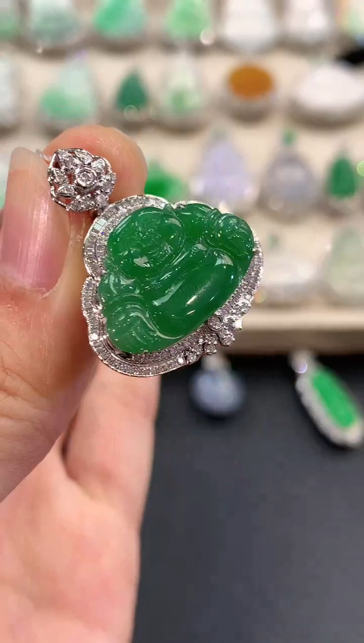 【闪购商品】翡翠吊坠(不含链)18K金镶嵌C116    