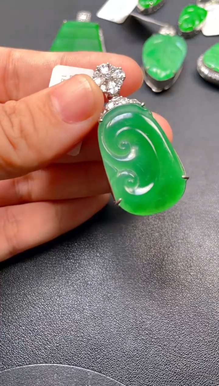 银S925镶嵌挂件翡翠dz1