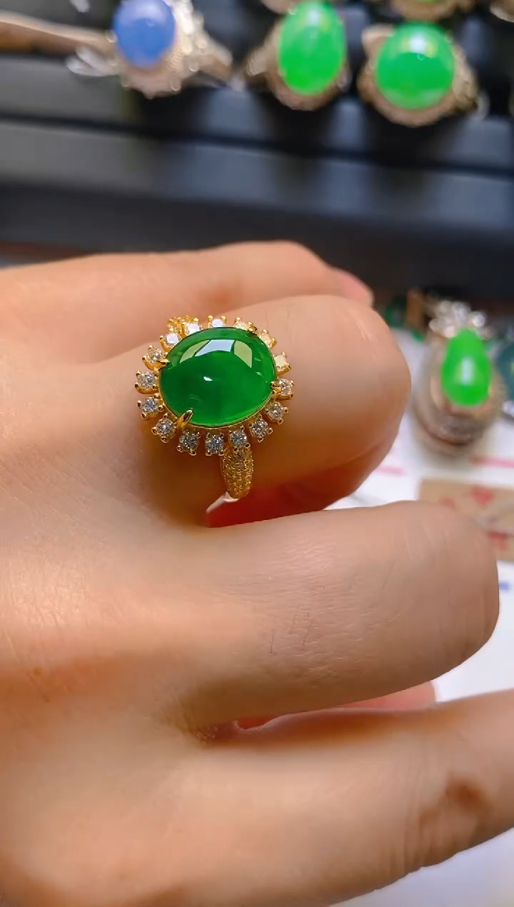 【闪购商品】翡翠耳饰银S925镶嵌天然A货翡翠1