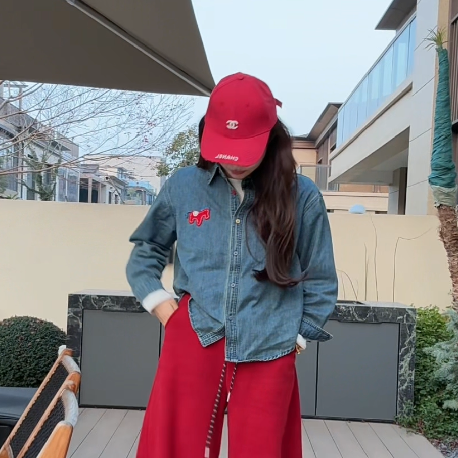 YX五CY20251218新款小马薄绒牛仔衬衣长袖时尚百搭韩版