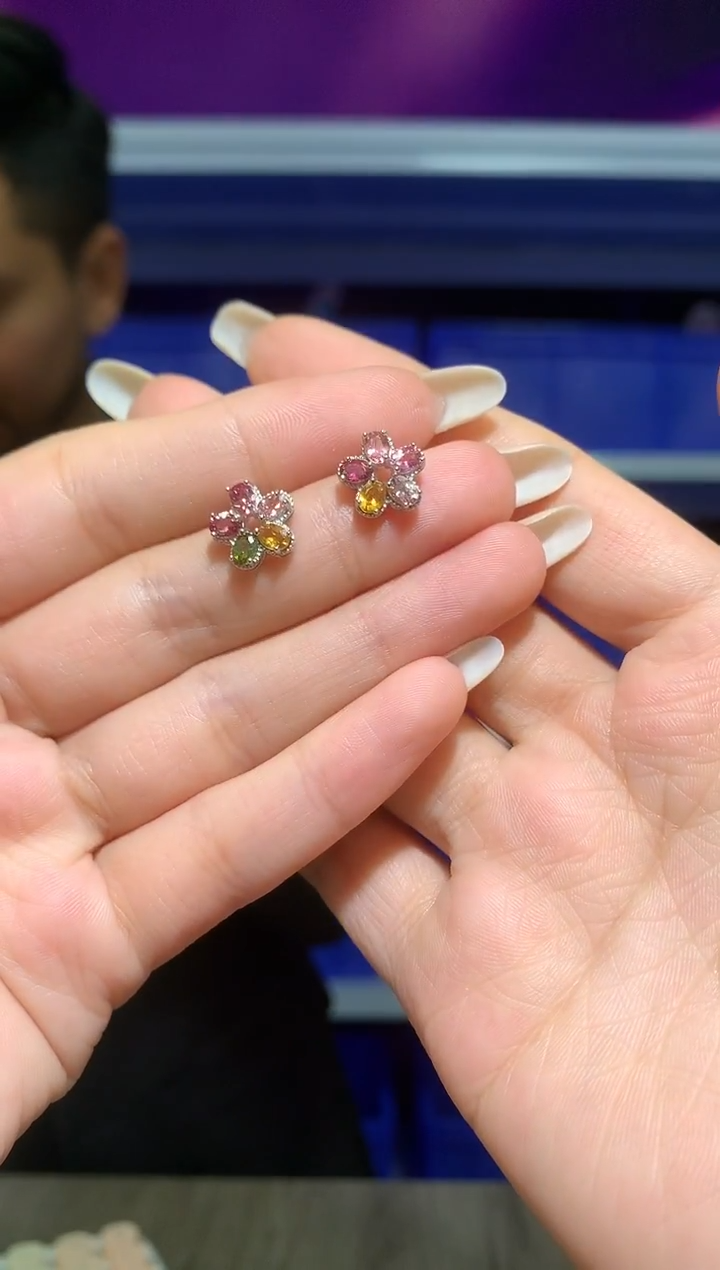 银S925镶嵌耳饰碧玺【宝石世家严选】