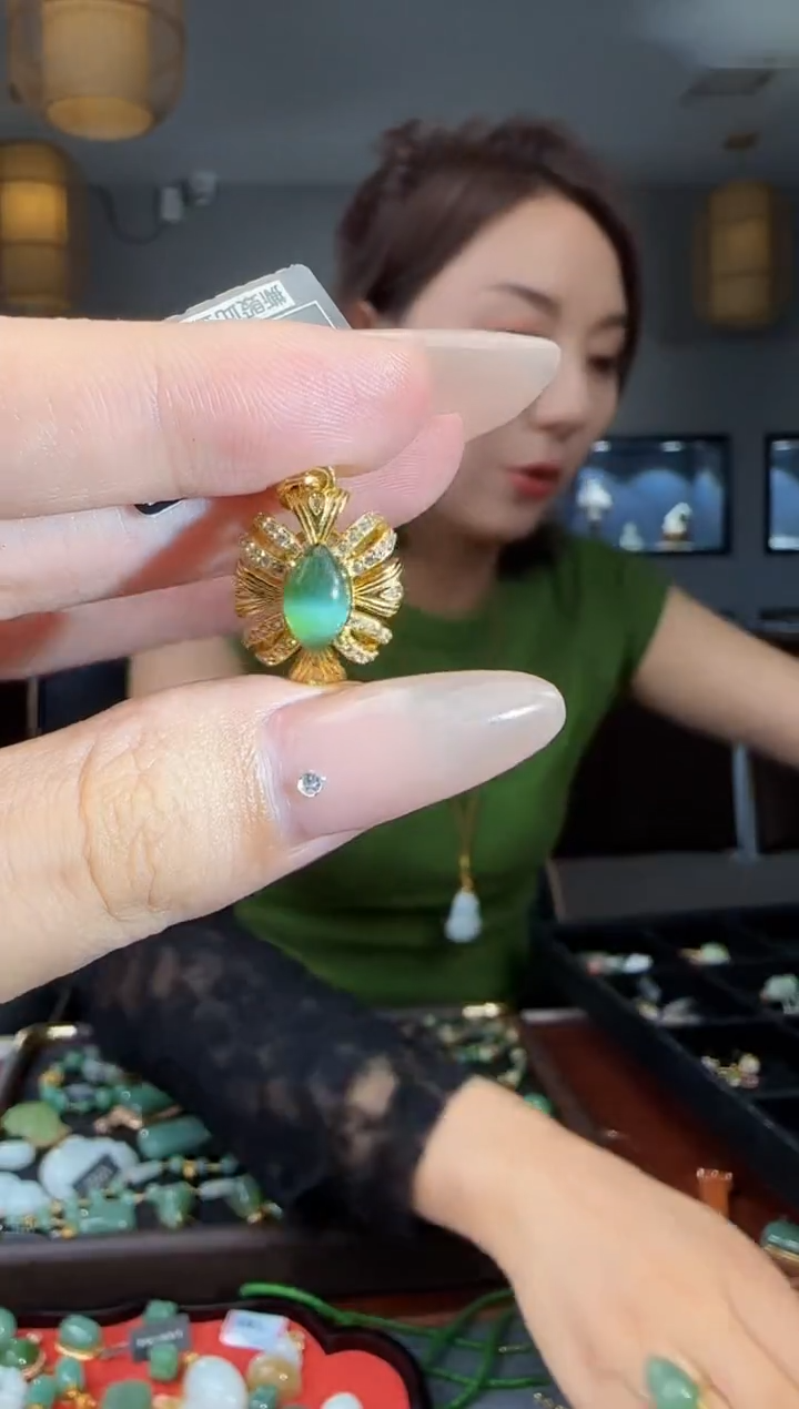 和田玉银S925镶嵌吊坠(不含链)1