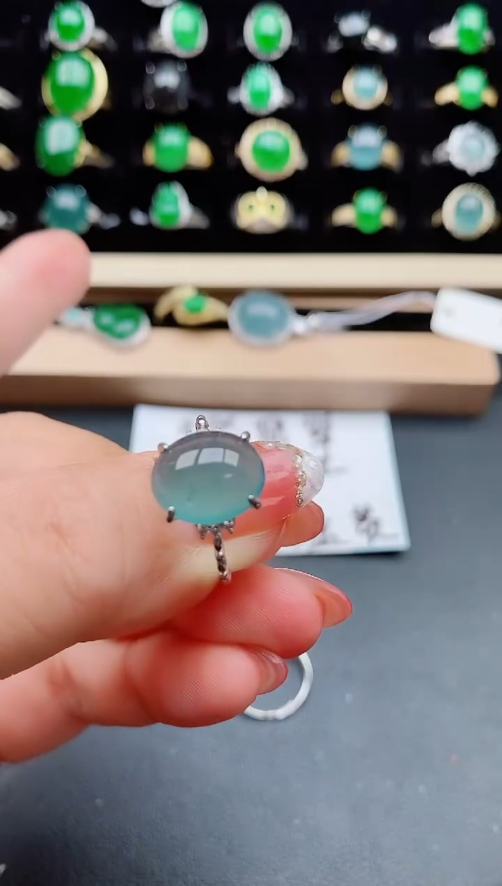 【闪购商品】翡翠戒指银S925镶嵌080500