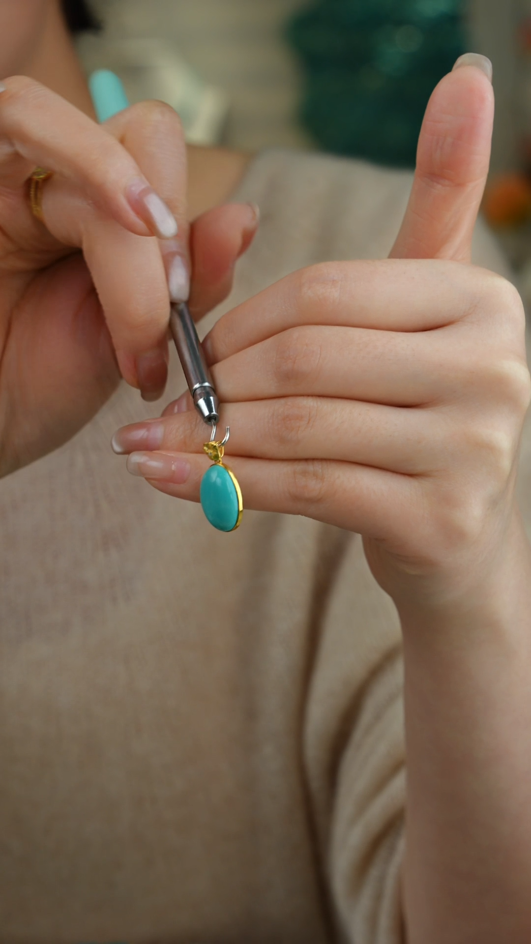 【闪购商品】绿松石吊坠(不含链)18K金镶嵌1