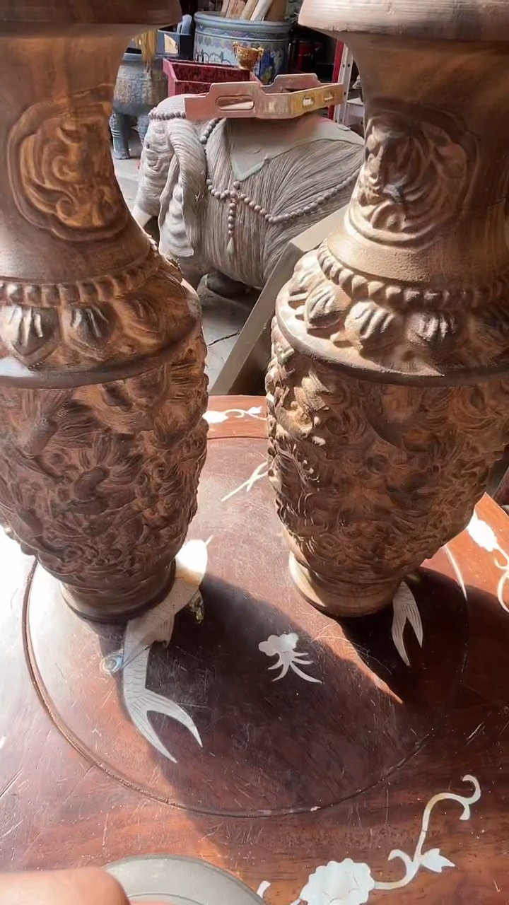 【闪购商品】木木雕新年快乐香木摆件