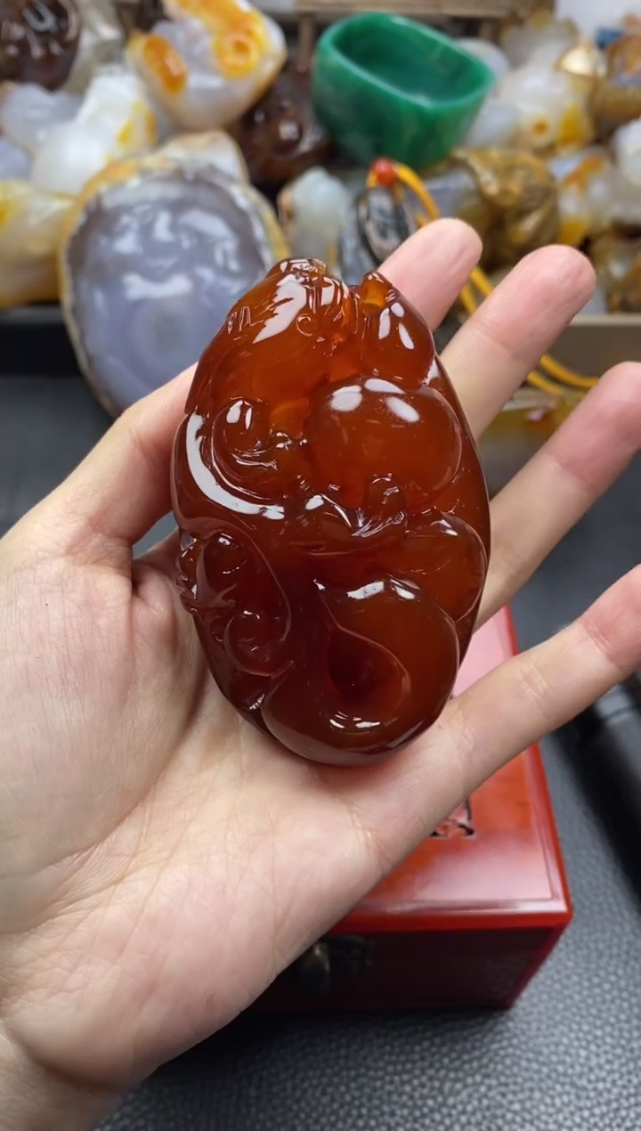 未镶嵌手把玛瑙/玉髓贪****人00