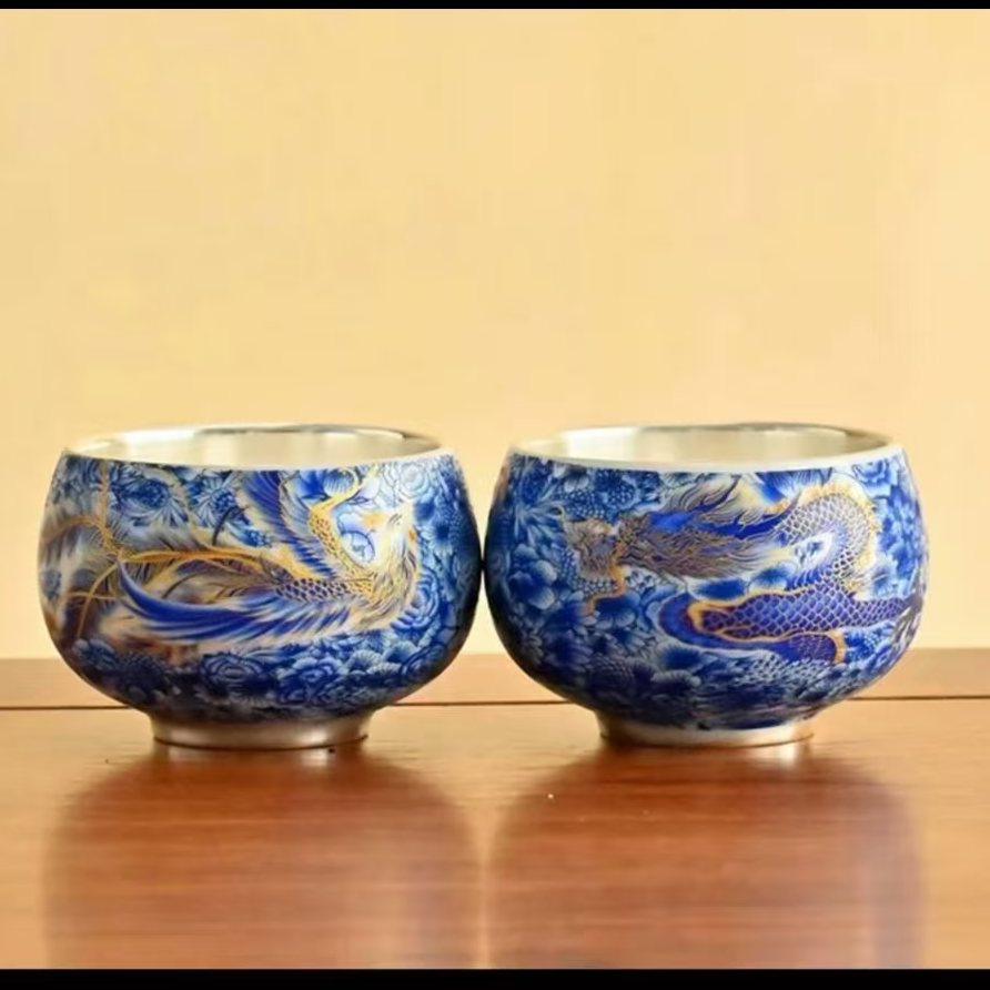 ZH2649-青花银杯（龙）+凤凰杯AA98