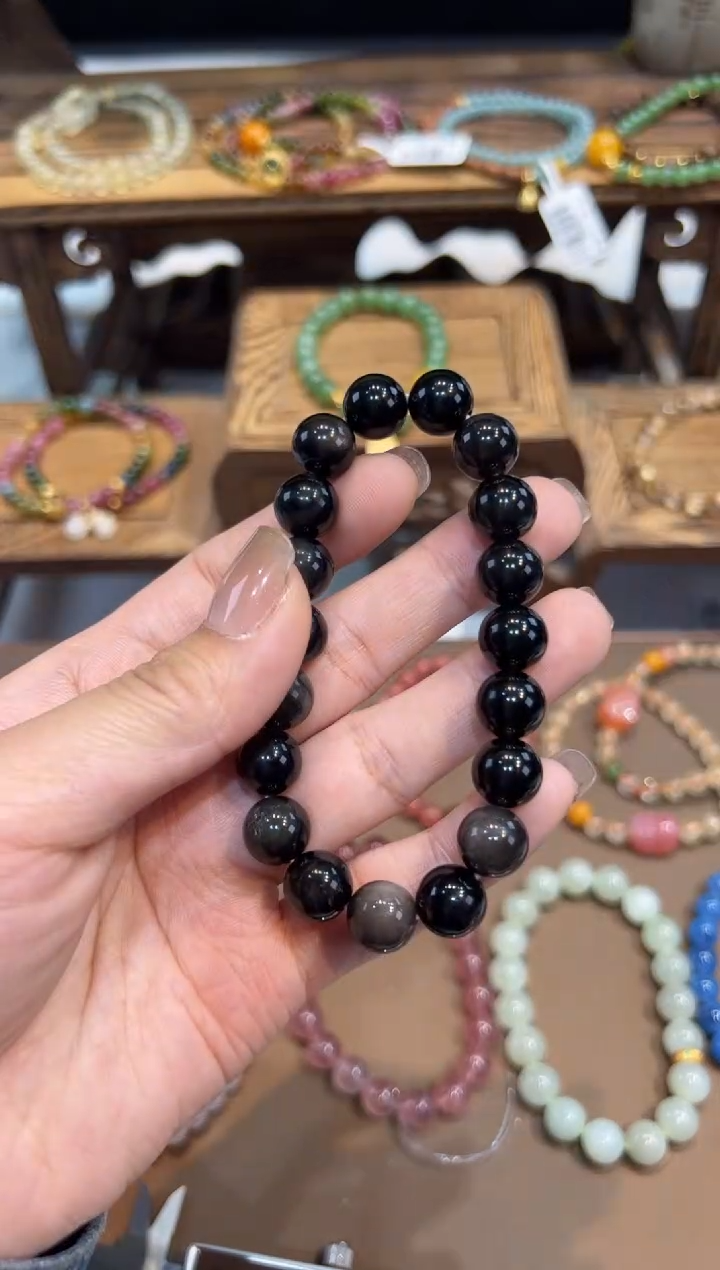 【闪购商品】黑曜岩手链未镶嵌手饰@@