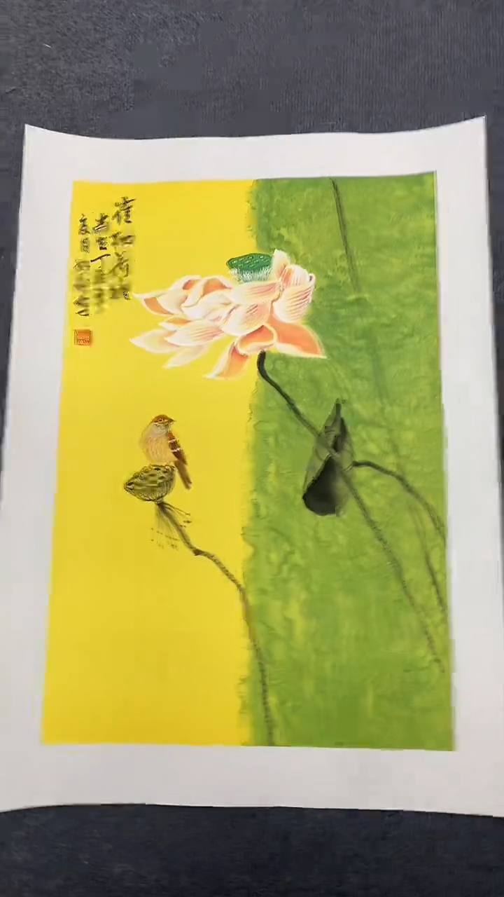 竖款精品开三花鸟