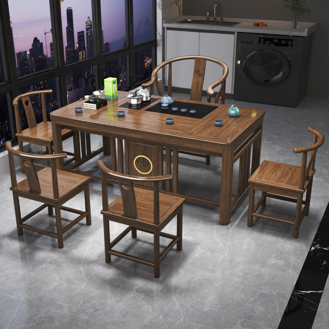 新中式阳台实木小户型茶桌椅组合客厅功夫茶几家用套装一体泡茶台