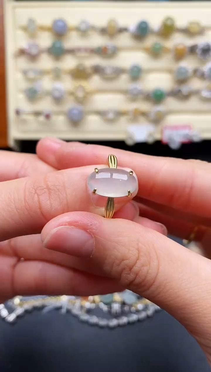 翡翠戒指银S925镶嵌55555555+9