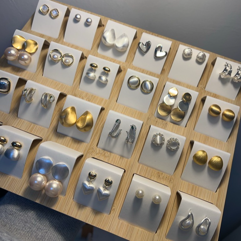 合金耳饰 个性百搭耳饰手工磨砂精致