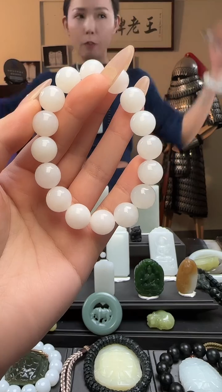 【闪购商品】和田玉白玉圆珠未镶嵌手串