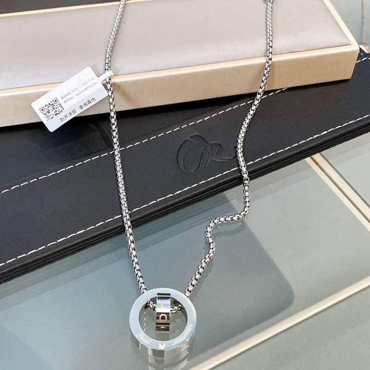 银色  双环相扣项链N1337