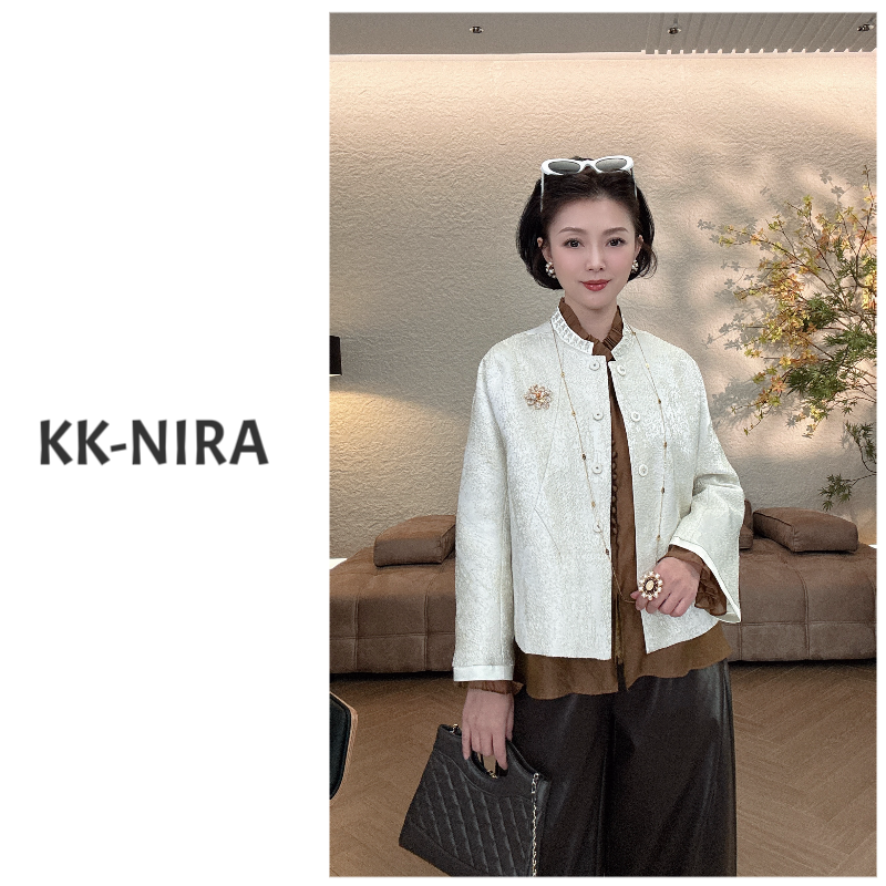 KK-NIRA 新中式金丝提花立领刺绣外套