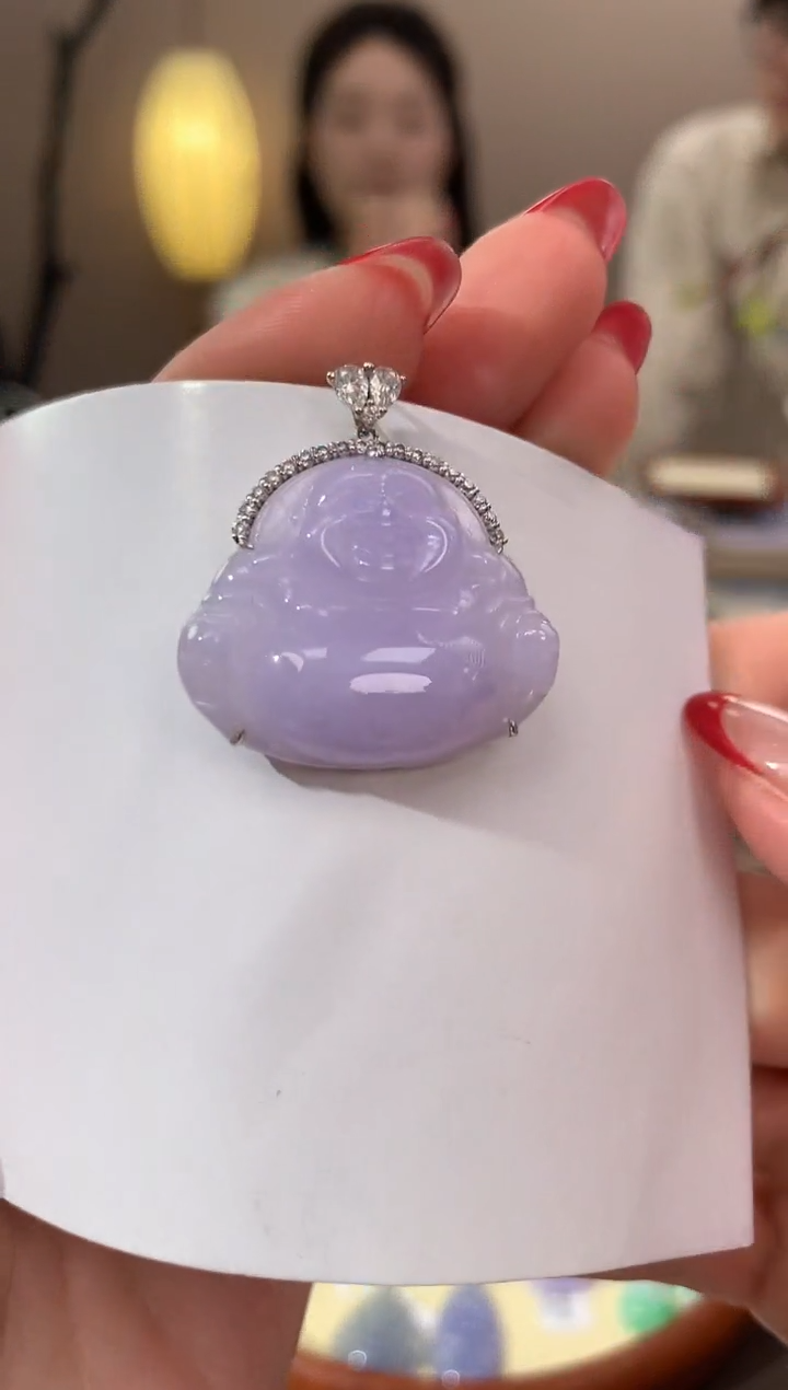 【闪购商品】翡翠颈饰18K金镶嵌天然缅甸a货翡翠