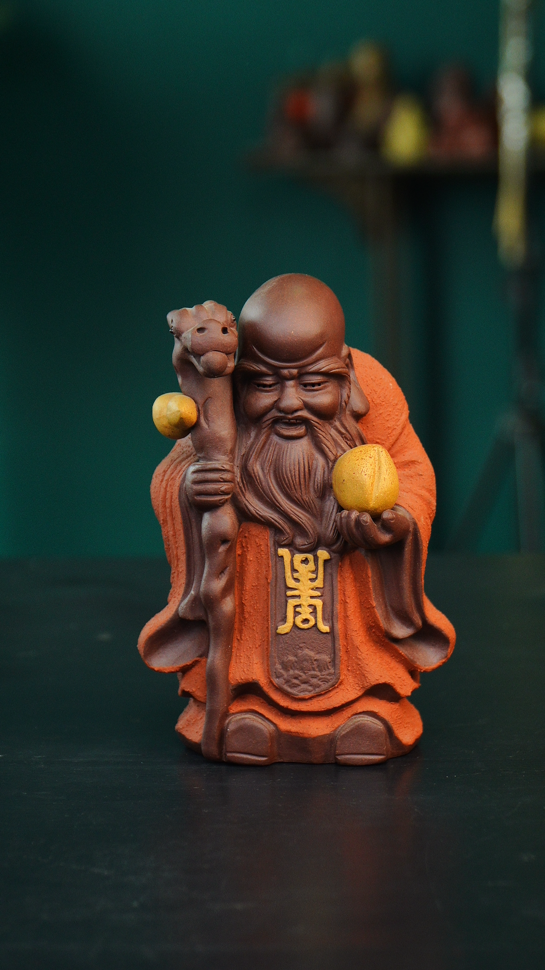 三色寿星公客厅摆放个人把玩收藏茶宠摆件雕塑手串