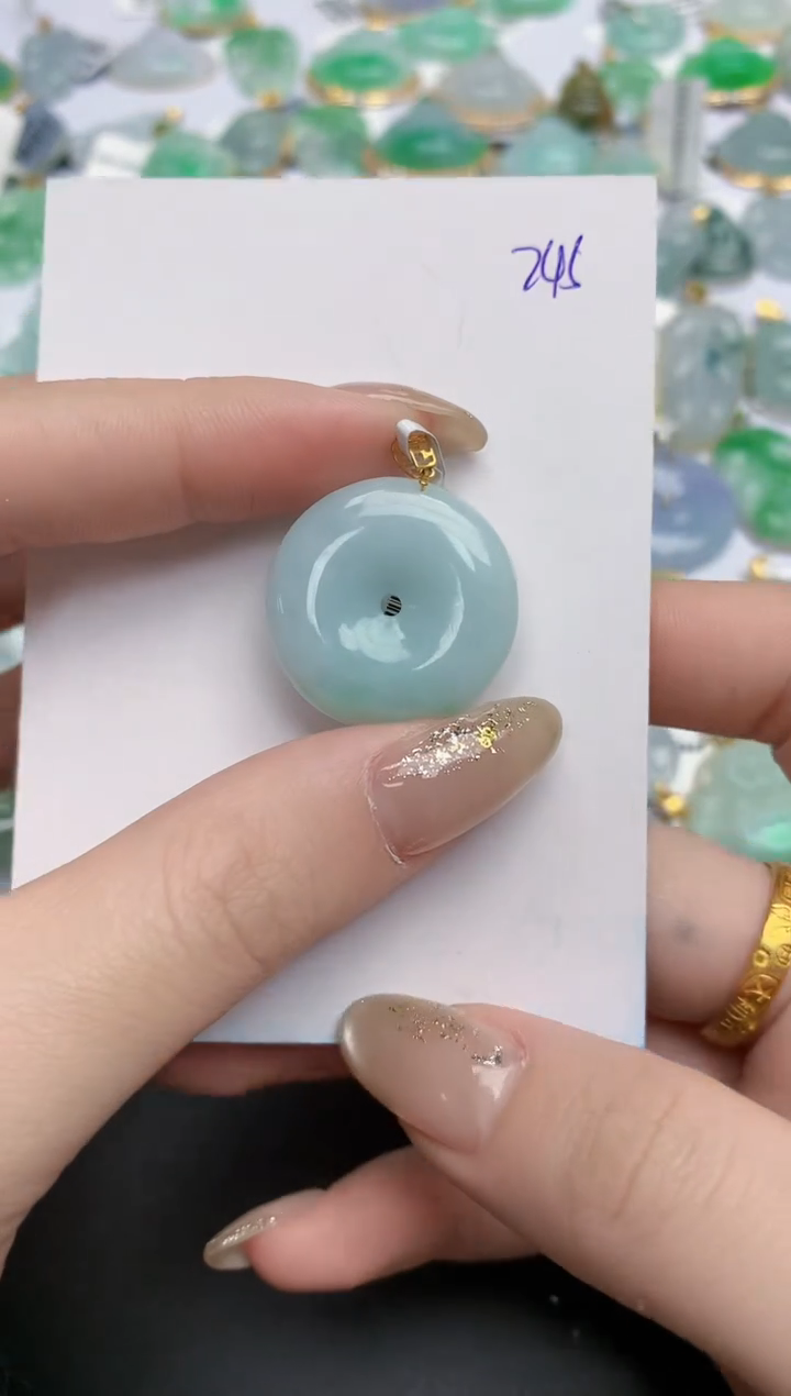 【闪购商品】翡翠颈饰18K金镶嵌天然缅甸翡翠A货