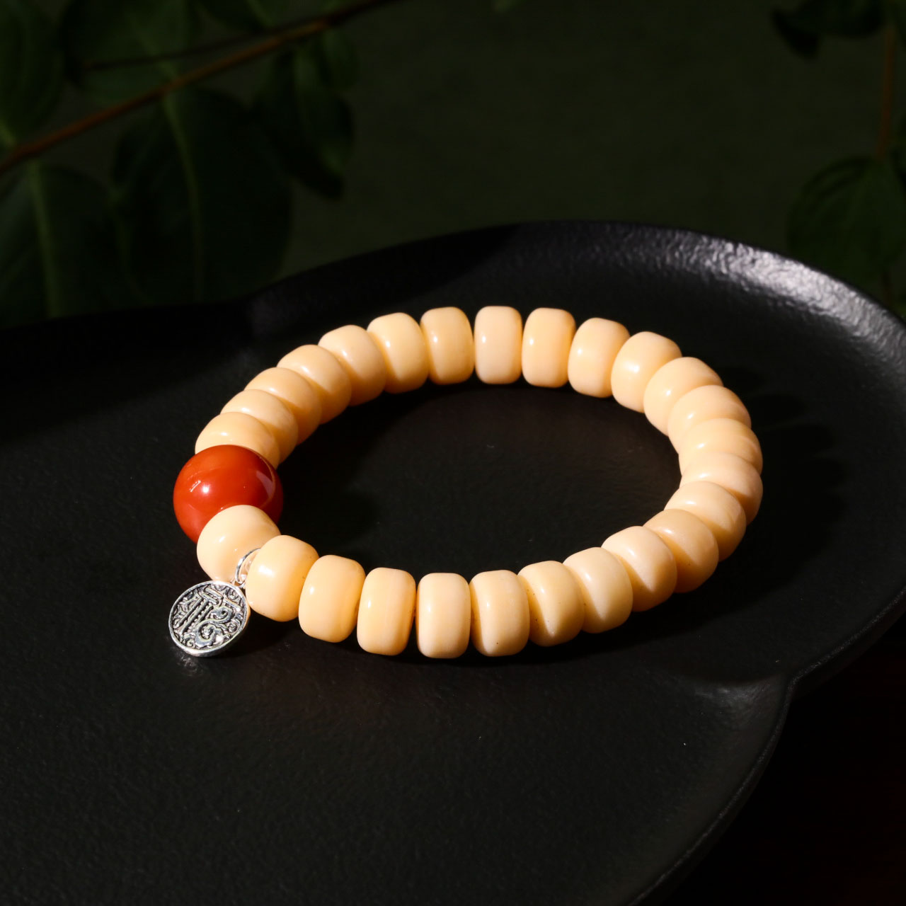 【意婵】《福慧》（10mm）精选自然风化象牙色菩提根单圈手链-912513