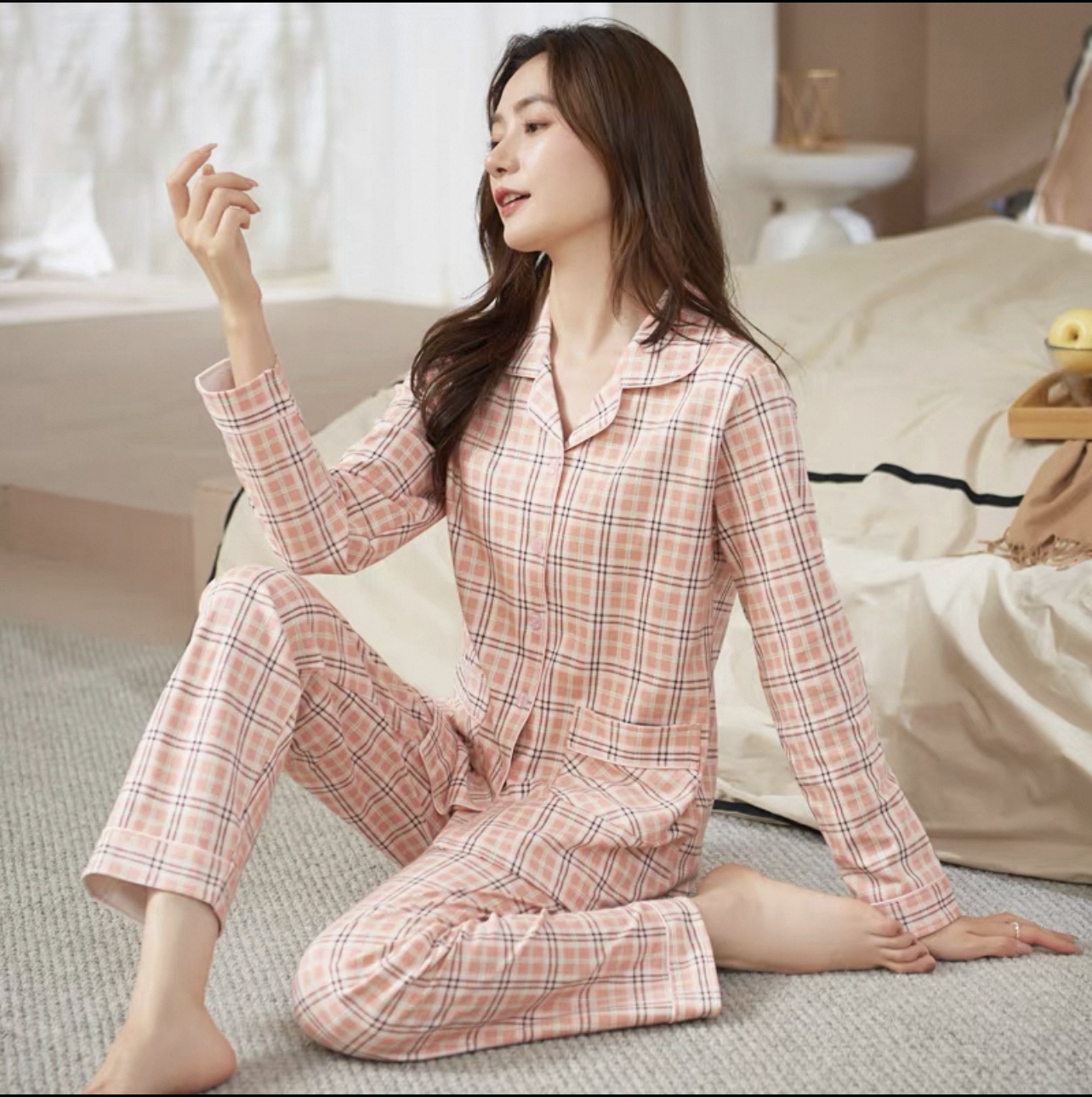 睡衣女春秋款纯棉长袖秋季薄款全棉大码2025年新款秋冬家居服套装