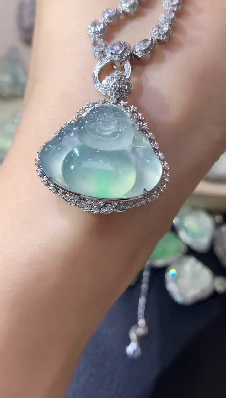 翡翠18K金镶嵌吊坠(不含链)C43