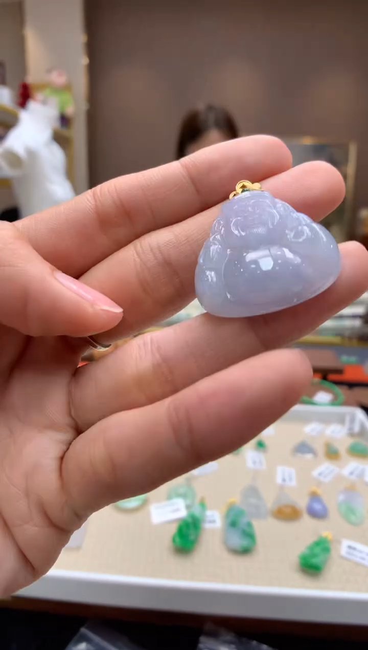 【闪购商品】翡翠颈饰18K金镶嵌财神