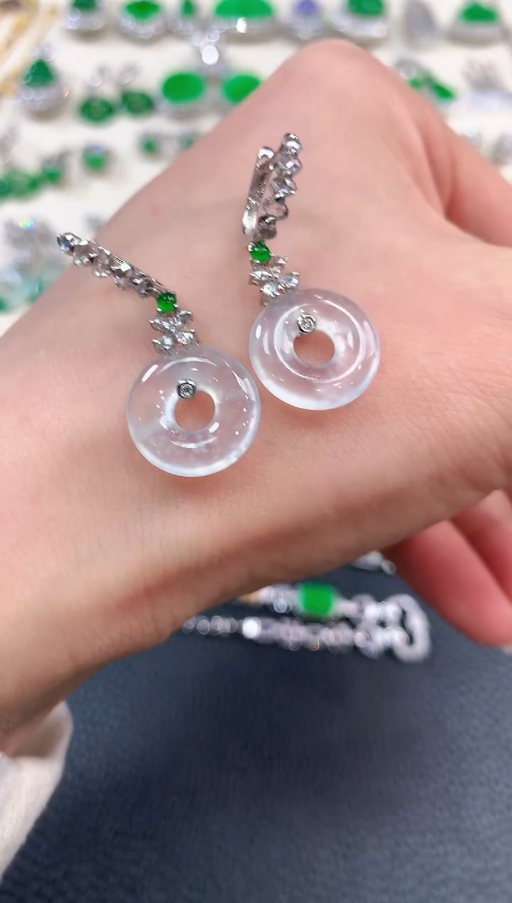 【闪购商品】翡翠耳饰18K金镶嵌n31