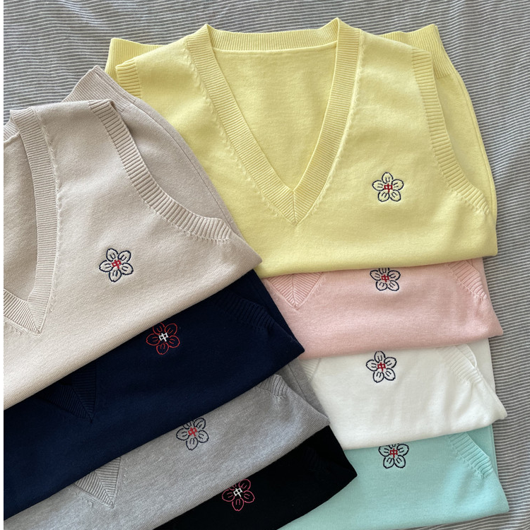 肥猫原创马甲【樱花】毛衣女纯色JK套头针织衫背心春秋叠穿上衣