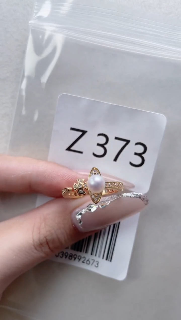 银S925镶嵌淡水珍珠戒指Z373