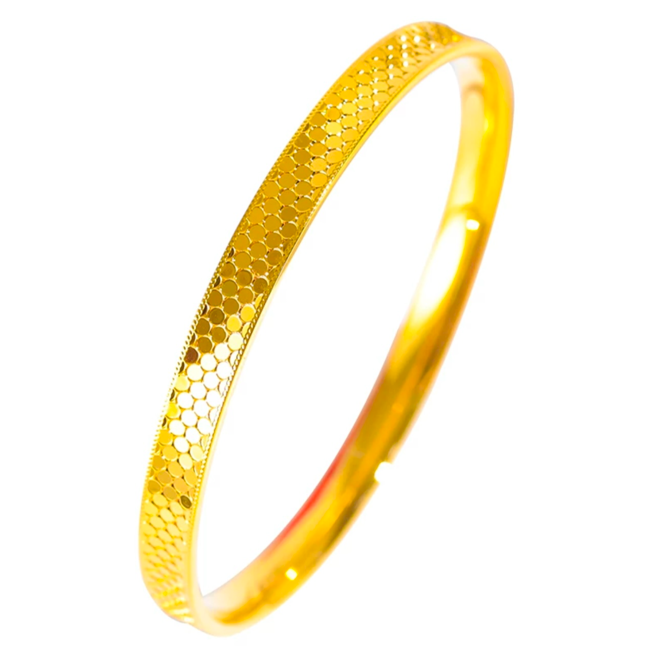 足金999 5D无氢工艺龙鳞黄金手镯经典简约时尚传承百搭（无氢）