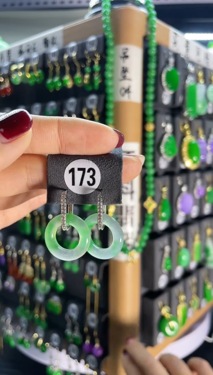 【闪购商品】翡翠耳饰银S925镶嵌173....