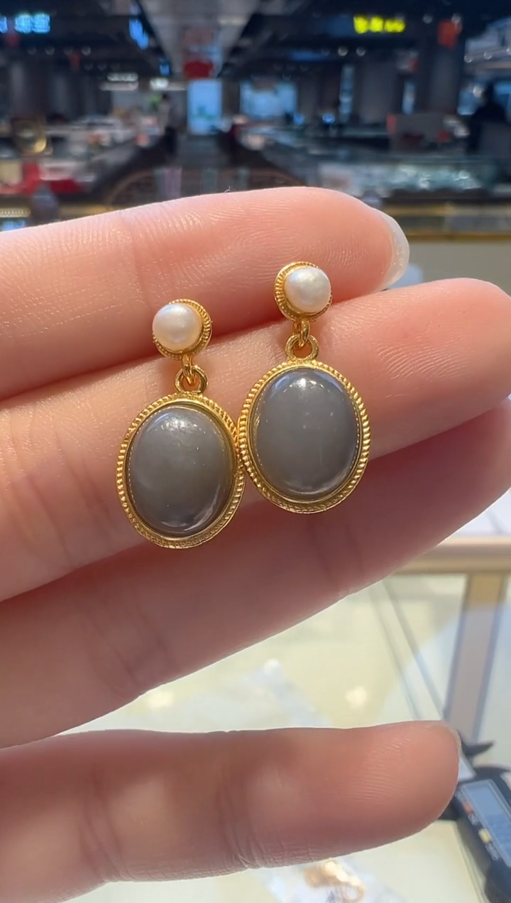 【闪购商品】和田玉耳饰银S925镶嵌77