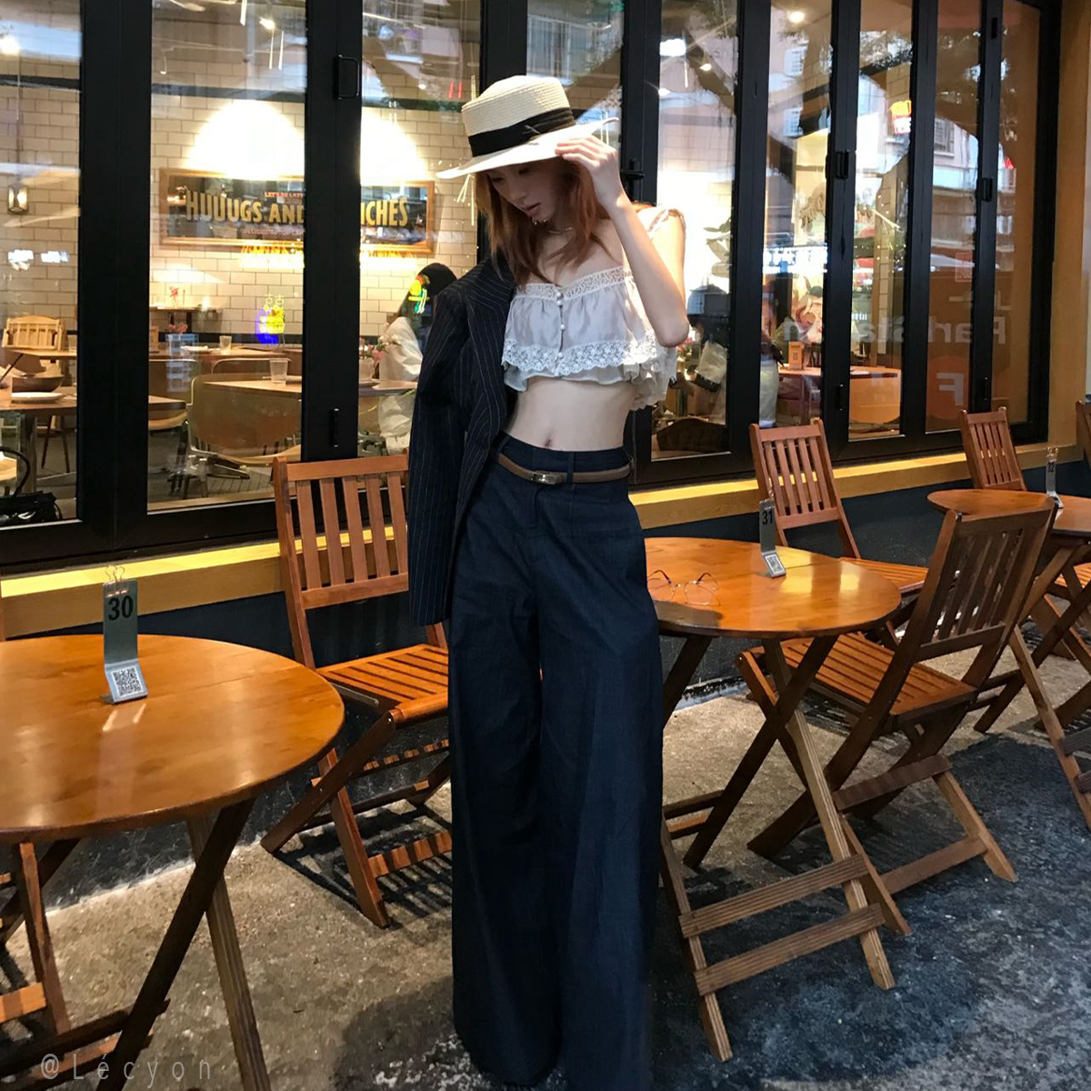 Lecyon/璃颂原创【一言】复古慵懒阔腿宽松长裤中性休闲通勤