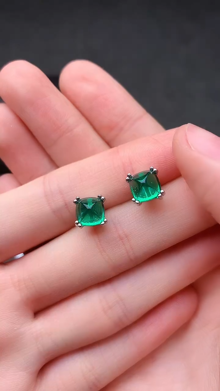 【闪购商品】祖母绿耳饰银S925镶嵌......